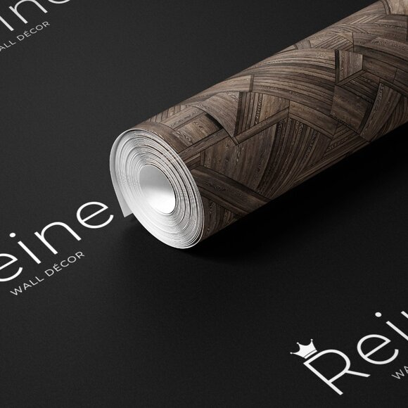 Geometric Dark Wood Panel Wallpaper | Modern Wood Wall Art | Designer Wallpaper - Picture 2 of 9